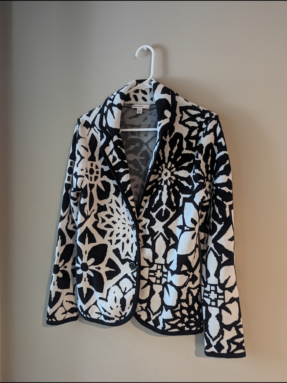 Black & White Floral Knit Blazer - Women